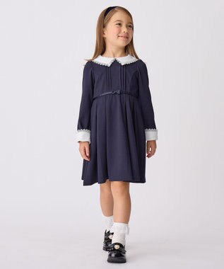 ANY KIDS レース付き きちんと ワンピース ネイビー