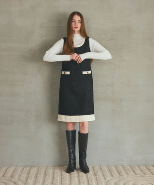 GRACE CONTINENTAL ツイードトリミングワンピース