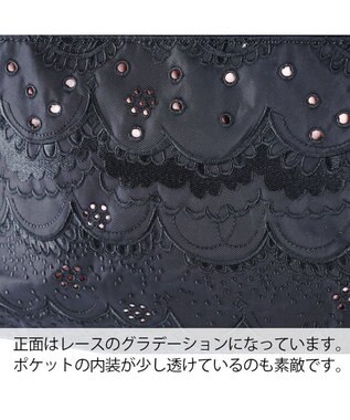 tsumori chisato CARRY スカラップレース ボストンバッグ ショルダーテープ付き 【かわいくて軽い！】 ブラック