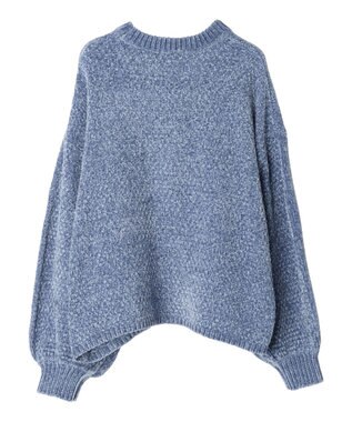 earth music&ecology シャイニーベロアモールプルオーバー Blue
