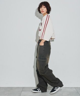 WEGO 【ユニセックス着用ITEM/MLサイズ展開】ゲームロゴスリーブラインT ホワイトアイボリー