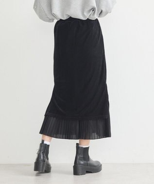 earth music&ecology ベロアプリーツスカート Black
