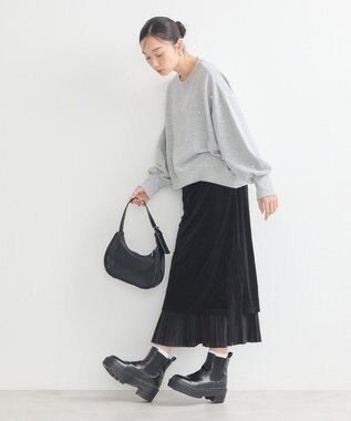 earth music&ecology ベロアプリーツスカート Black