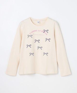 ANY KIDS 【WEB限定】7days プリント 長袖Tシャツ エクリュ×リボン