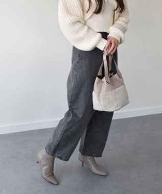 INTER-CHAUSSURES 【RIPANI】ムートンコンビハンドバッグ ライトベージュ