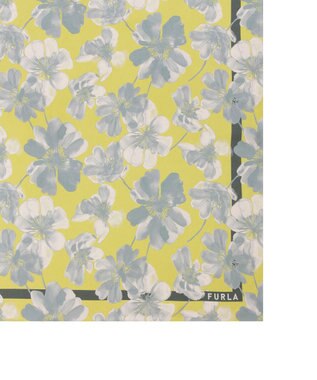 MOONBAT 【シルク100%】FURLA (フルラ) 花柄 シルクプリントスカーフ 65cm×65cm  UV対策 手洗い可能 カーキー