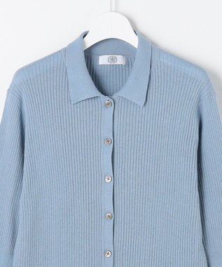 J.PRESS LADIES S LINEN COTTON ポロ ニット サックスブルー系