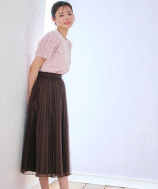 Feroux シャイニープリーツスカート ダークブラウン系