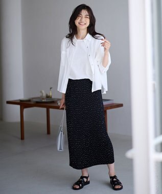 ANY L 【ウエストゴム】プリーツアイラインスカート ブラック