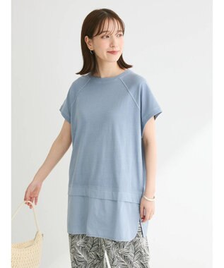 Green Parks ピグメントフレンチスリーブチュニック Sax