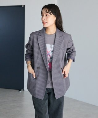 CRAFT STANDARD BOUTIQUE ストライプダブルジャケット Stripe Gray