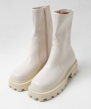 WEGO 【XLサイズ展開あり】ストレッチショートブーツ オフホワイト