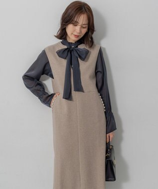 組曲 L 【ご好評につき追加販売 / WEB限定】ミドルジャージー ジャンパースカート ベージュ系