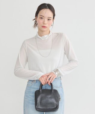 earth music&ecology シアーラメハイネックプルオーバー Off White