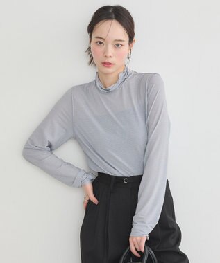 earth music&ecology シアーラメハイネックプルオーバー Light Gray