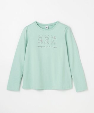 ANY KIDS 【WEB限定】7days プリント 長袖Tシャツ ミント×アニマル