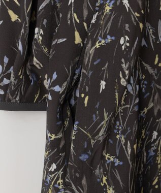 自由区 L 【洗える】ウォーターカラーフラワープリント ワンピース グレー系