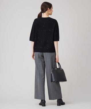 自由区 【アンサンブル対応・洗える】スパンコールプルオーバー ニット ブラック