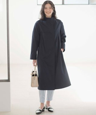 組曲 L 【WEB限定】コットンライクツイル スタンドネックコート ネイビー系