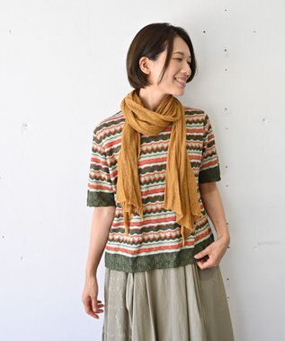 AND WOOL 〈上質な素材と手仕事から生まれた優しいニット〉ベルギーリネンのストール イエロー