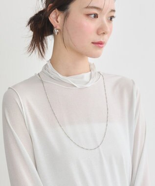 earth music&ecology シアーラメハイネックプルオーバー Off White