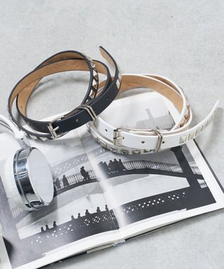 WEGO Lスクエアスタッズ細ベルト ホワイト