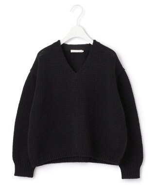 ICB 【洗える】リリヤーンバルキー Vネックニット ブラック系