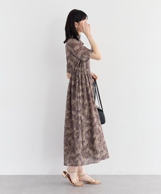 YECCA VECCA サファリ柄フレアシャツワンピース Beige