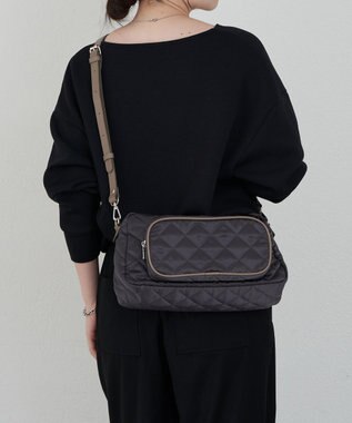 russet 【2025AW新作】キルティング横長2WAYショルダーバッグ(SF-258) Charcoal