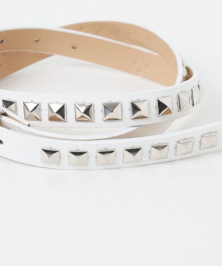 WEGO Lスクエアスタッズ細ベルト ホワイト
