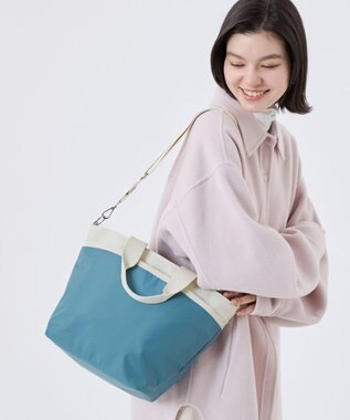 LeSportsac BUCKET TOTE/ブルーインディゴ/ベージュ