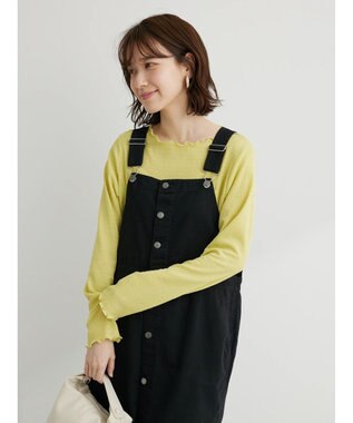 Green Parks ボートネックシャーリングカットプルオーバー Yellow