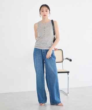 earth music&ecology ウエストアシメデニムパンツ Medium Indigo