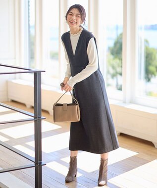 ANY 【洗濯機可】ライトツイードジャンスカ チャコール