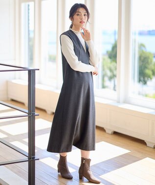 ANY 【洗濯機可】ライトツイードジャンスカ チャコール