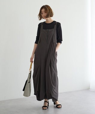 YECCA VECCA 【UVカット/接触冷感/遮熱】COOLコクーンサロペット Charcoal Gray