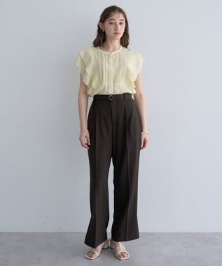 YECCA VECCA シアーラッフルブラウス Yellow