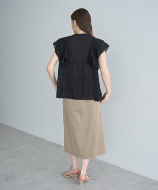YECCA VECCA シアーラッフルブラウス Black