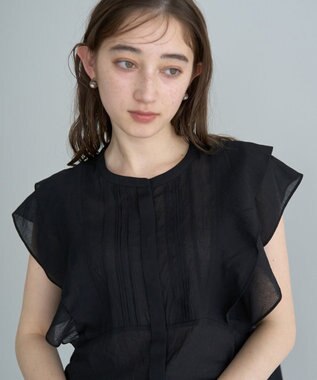 YECCA VECCA シアーラッフルブラウス Black