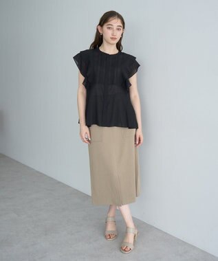YECCA VECCA シアーラッフルブラウス Black