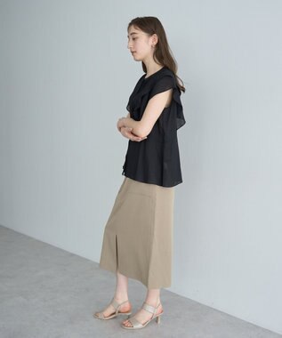 YECCA VECCA シアーラッフルブラウス Black