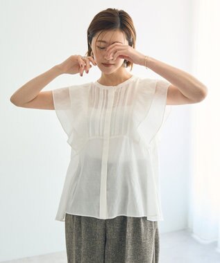 YECCA VECCA シアーラッフルブラウス Off White