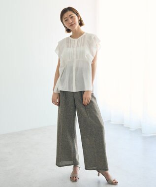 YECCA VECCA シアーラッフルブラウス Off White