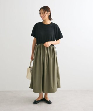 Green Parks ドロストドッキングワンピース Black