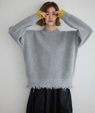 YECCA VECCA ダメージルーズニット Blue