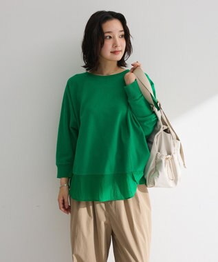 Green Parks 七分袖ドルマン裏毛シアードッキングプルオー Green