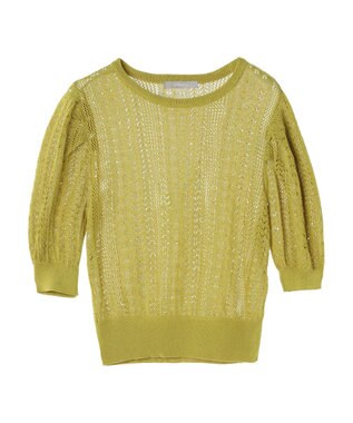Green Parks ａ．透かし柄ニットプルオーバー Lime Green