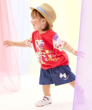 MIKI HOUSE HOT BISCUITS 【ビーンズ×フルーツシリーズ】【80-120cm】恐竜柄 半袖Tシャツ 赤