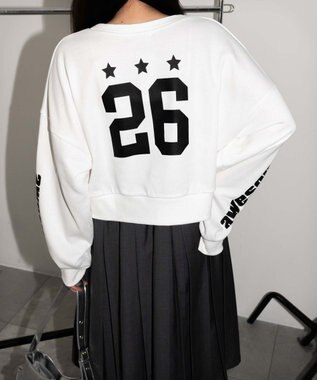 WEGO スターナンバリングショートスウェット ホワイト