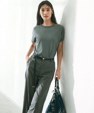 23区 L 【新色追加/VERY5月号掲載】レーヨンポリエステルストレッチ プルオーバー ニット カーキ系